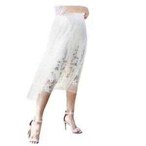 Fairy Skirt Size S/M Tulle Floral Boho Peasant Pleated Moon Collection Coquette